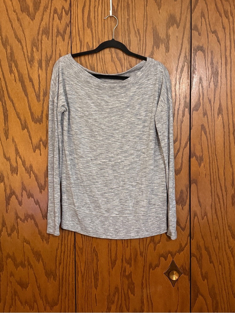 Athleta Gray Long Sleeve Top Modal Blend Lightweight Boat Neck Size Small